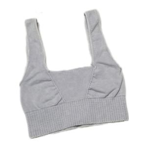 FP Movement Good Karma Square Neck Grey Ribbed Sports Bra X-Small
